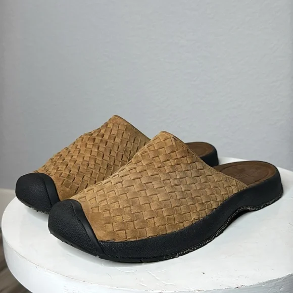 KEEN MENS SAN JUAN TAN WOVEN LEATHER SLIP ON SANDAL SHOES - Picture 4 of 12